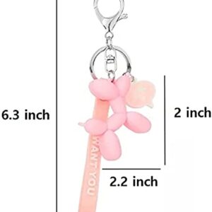 Cute Dog Keychain Balloon Dog Style Keyring soft Silicon interior decor Car Home Office Decoration Animal Keyhook Lovely Puppy Key Holder (3ea set(Black+Pink+Sky-blue))