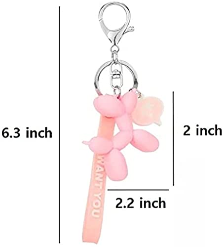 Cute Dog Keychain Balloon Dog Style Keyring soft Silicon interior decor Car Home Office Decoration Animal Keyhook Lovely Puppy Key Holder (3ea set(Black+Pink+Sky-blue))