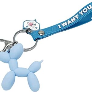 Cute Dog Keychain Balloon Dog Style Keyring soft Silicon interior decor Car Home Office Decoration Animal Keyhook Lovely Puppy Key Holder (3ea set(Black+Pink+Sky-blue))