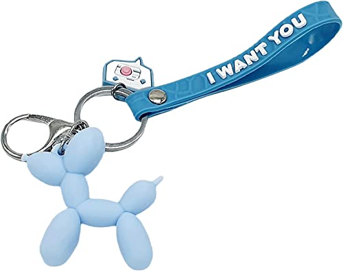 Cute Dog Keychain Balloon Dog Style Keyring soft Silicon interior decor Car Home Office Decoration Animal Keyhook Lovely Puppy Key Holder (3ea set(Black+Pink+Sky-blue))