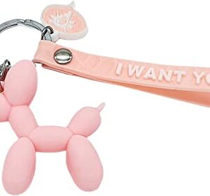 Cute Dog Keychain Balloon Dog Style Keyring soft Silicon interior decor Car Home Office Decoration Animal Keyhook Lovely Puppy Key Holder (3ea set(Black+Pink+Sky-blue))