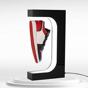DuliCube Levitating Shoe Display Floating Shelf Magnetic Sneaker Stand with LED Light Rotating Acrylic Holder for Advertising Exhibition Show in Shop Store Gift Home Decoration (Black 2)