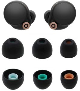 rqker ear tips compatible with sony wf-1000xm4 earbuds, 3 pairs s/m/l sizes soft silicone replacement ear tips earbud tips eartips compatible with sony wf-1000xm4, black sml