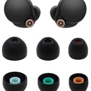 Rqker Ear Tips Compatible with Sony WF-1000XM4 Earbuds, 3 Pairs S/M/L Sizes Soft Silicone Replacement Ear Tips Earbud Tips Eartips Compatible with Sony WF-1000XM4, Black SML