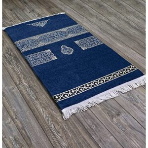 Modefa Turkish Islamic Prayer Rug - Foldable Orthopedic Foam Prayer Mat Janamaz - Thick & Comfortable Padded Muslim Praying Mat for Men & Women - Ramadan or Eid Gift - Luxury Meccan (Deep Blue)