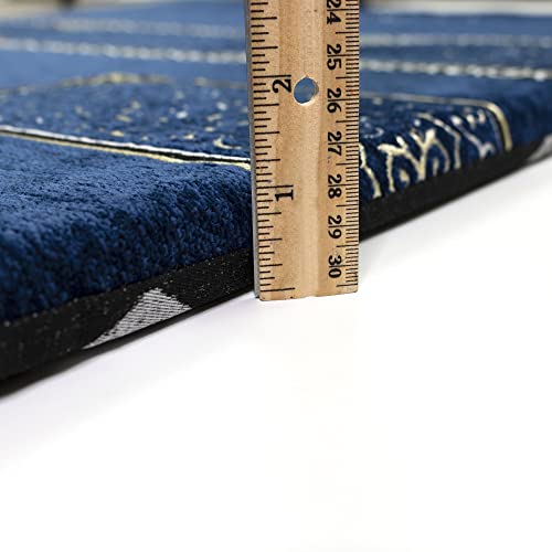 Modefa Turkish Islamic Prayer Rug - Foldable Orthopedic Foam Prayer Mat Janamaz - Thick & Comfortable Padded Muslim Praying Mat for Men & Women - Ramadan or Eid Gift - Luxury Meccan (Deep Blue)