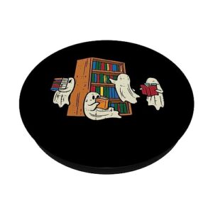 Ghosts Reading Books Teacher Halloween Librarian Book Lover PopSockets Standard PopGrip