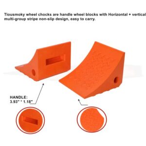 Tiousmoky Wheel Chocks, Rubber Wheel Chock with Curved, Durable, Non-Slip, Solid Trailer Wheel Chocks for Boat Trailers, RV, Truck, Camper, 40000lbs (Orange)