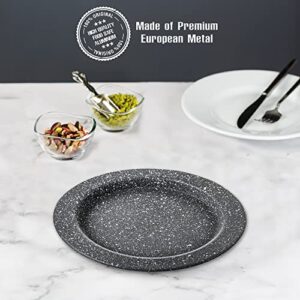 Kunefe Plate, Cooking and Serving Plates for Traditional Turkish Kunafa, Kadaifi, Kunafeh and Shredded Phyllo Kadayif Dough, Non-Stick Granite Dinnerware Tray, Dessert Plate Set of 3 (Small)