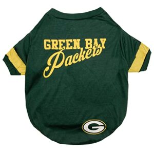 pets first nfl green bay packers t-shirt dogs & cats, medium. football dog shirt nfl team fans. new & updated fashionable stripe design, durable & cute sports pet tee shirt outfit (gbp-4146-md)