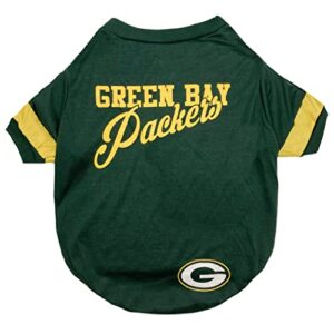 Pets First NFL Green Bay Packers T-Shirt Dogs & Cats, Medium. Football Dog Shirt NFL Team Fans. New & Updated Fashionable Stripe Design, Durable & Cute Sports PET TEE Shirt Outfit (GBP-4146-MD)