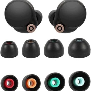 Zotech Replacement Eartips Silicone Earbuds Buds Set for Sony in-Ear Headset WF-1000XM4 WF-1000XM3 MDR-XB50AP XBA-H1 WF-XB700 WF-SP800N. XS/S/M/L, 4 Pair (Black)