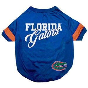 NCAA Florida Gators T-Shirt for Dogs & Cats, Small. Football/Basketball Dog Shirt for College NCAA Team Fans. New & Updated Fashionable Stripe Design, Durable & Cute Sports PET TEE Shirt Outfit