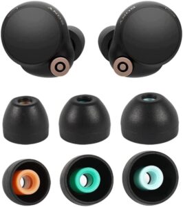 zotech replacement eartips silicone earbuds buds set for sony in-ear headset wf-1000xm4 wf-1000xm3 mdr-xb50ap xba-h1 wf-xb700 wf-sp800n s/m/l, 3 pair (black)