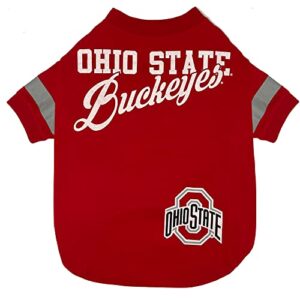 ncaa ohio state buckeyes t-shirt for dogs & cats, small. football/basketball dog shirt for college ncaa team fans. new & updated fashionable stripe design, durable & cute sports pet tee shirt outfit