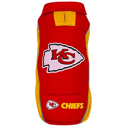 NFL Kansas City Chiefs Puffer Vest for Dogs & Cats, Size Large. Warm, Cozy, and Waterproof Dog Coat, for Small and Large Dogs/Cats. Best NFL Licensed PET Warming Sports Jacket