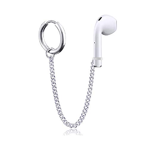 Mansheng 1 Pair Creative Earring Strap Wireless Earphone Holder Connector Unisex Anti-Lost Stainless Steel Earring for AirPods Compatible with 2&1 3/Pro-Style 6#