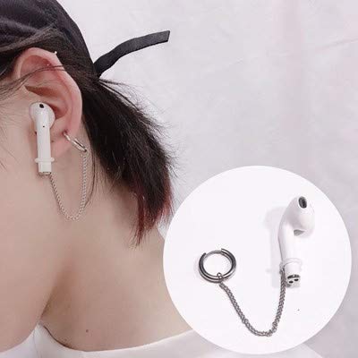 Mansheng 1 Pair Creative Earring Strap Wireless Earphone Holder Connector Unisex Anti-Lost Stainless Steel Earring for AirPods Compatible with 2&1 3/Pro-Style 6#