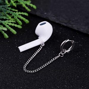 Mansheng 1 Pair Creative Earring Strap Wireless Earphone Holder Connector Unisex Anti-Lost Stainless Steel Earring for AirPods Compatible with 2&1 3/Pro-Style 6#