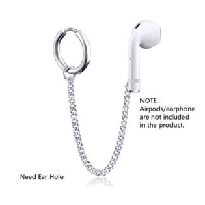 Mansheng 1 Pair Creative Earring Strap Wireless Earphone Holder Connector Unisex Anti-Lost Stainless Steel Earring for AirPods Compatible with 2&1 3/Pro-Style 6#