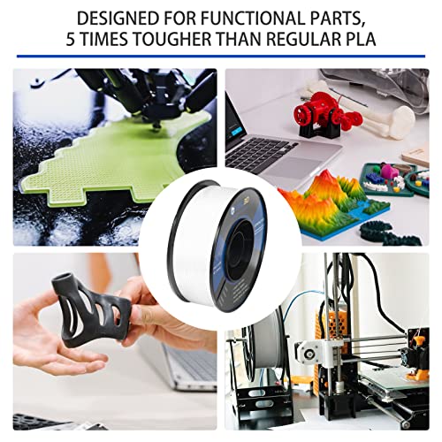 PCUTE 3D Printer Filament, PLA Filament 1.75mm, Dimensional Accuracy +/- 0.03mm, Filament Net Weight 1kg, 3D Printing Filament Fit Most FDM Printer, PLA-at, White…
