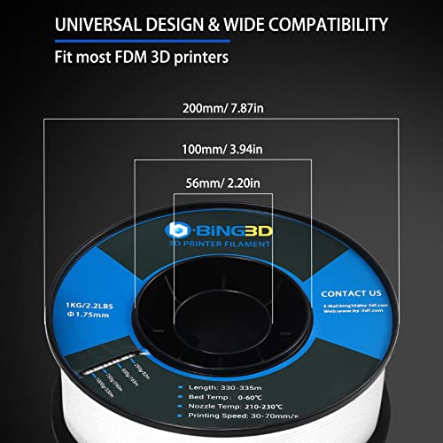 PCUTE 3D Printer Filament, PLA Filament 1.75mm, Dimensional Accuracy +/- 0.03mm, Filament Net Weight 1kg, 3D Printing Filament Fit Most FDM Printer, PLA-at, White…