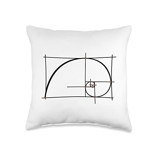 Golden Ratio Fibonacci Math Lover Designs & Gifts Ratio Golden Spiral Geometry Math Throw Pillow, 16x16, Multicolor