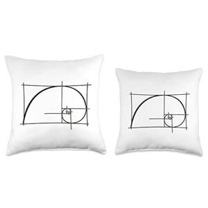 Golden Ratio Fibonacci Math Lover Designs & Gifts Ratio Golden Spiral Geometry Math Throw Pillow, 16x16, Multicolor