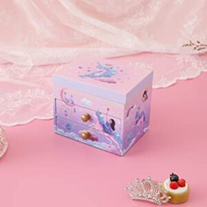 Agitation Unicorn Princess Wooden Musical Jewelry Box - Unicorn Gifts for Girls (Purple Unicorn3)