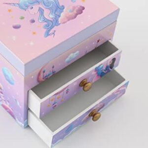 Agitation Unicorn Princess Wooden Musical Jewelry Box - Unicorn Gifts for Girls (Purple Unicorn3)