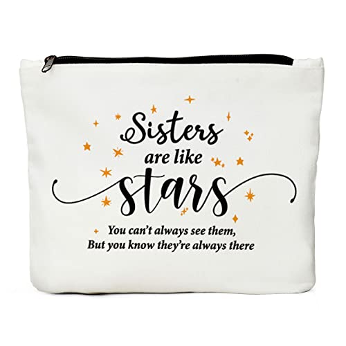 Sister Gifts, Best Friends Gifts, Sister Gifts from Sisters Brother, Sister Christmas Birthday Graduation Gifts, Gift for Big Little Sister Soul Sister Makeup Bag- Sister are Like Stars Makeup Bag