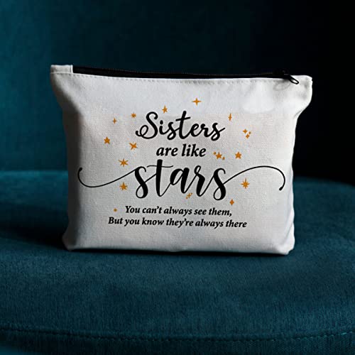 Sister Gifts, Best Friends Gifts, Sister Gifts from Sisters Brother, Sister Christmas Birthday Graduation Gifts, Gift for Big Little Sister Soul Sister Makeup Bag- Sister are Like Stars Makeup Bag