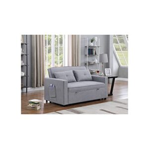 Lilola Home Zoey Linen Convertible Sleeper Loveseat with Side Pocket