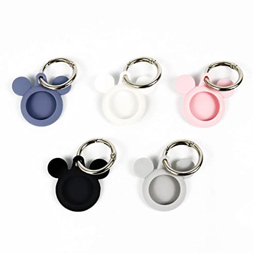 CatchOn 5 Pack Silicone Mouse Ear AirTag Keychain Case with Attachable Metal Key Ring,Protective Airtag Holder, Key Finder Tracker, AirTag Accessories Holder, Dog Accessories, Keychain Accessories