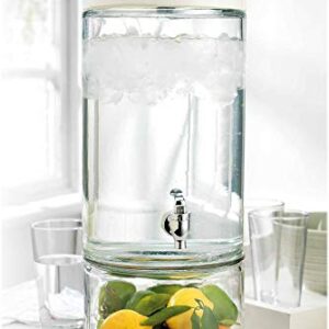 Classic Home Seasons 2 Gallon Ice Cold Clear Glass Beverage Drink Dispenser. Lid & Spigot - Great For Outdoor, Party, & Daily Use