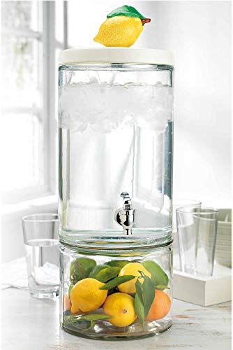 Classic Home Seasons 2 Gallon Ice Cold Clear Glass Beverage Drink Dispenser. Lid & Spigot - Great For Outdoor, Party, & Daily Use