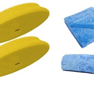 RUPES D-A Fine High Performance Fine Polishing Foam Pad 2-Pack W/ 2 Edgeless Microfiber Towels (6" Face, 5" Backing)