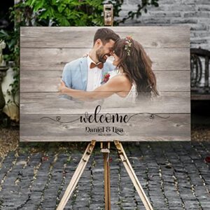 rustic wedding welcome sign | custom portrait from photo | wood wedding signs | wedding gift | wedding illustration | wedding decoration