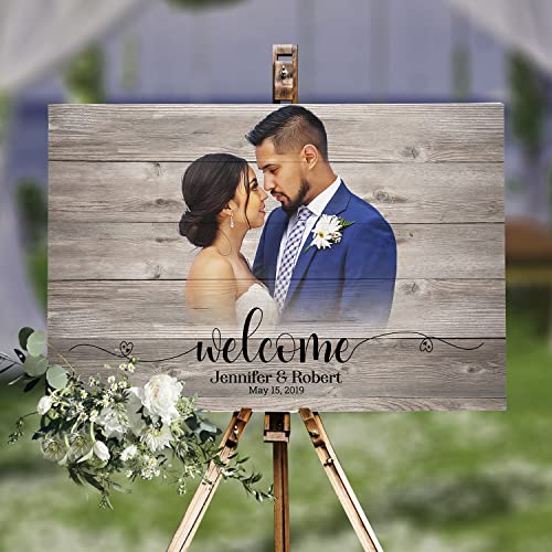 Rustic Wedding Welcome Sign | Custom Portrait from Photo | Wood Wedding Signs | Wedding Gift | Wedding Illustration | Wedding Decoration