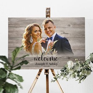 Rustic Wedding Welcome Sign | Custom Portrait from Photo | Wood Wedding Signs | Wedding Gift | Wedding Illustration | Wedding Decoration