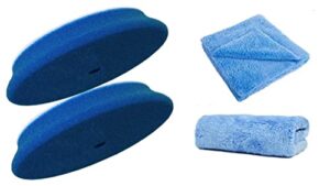 rupes d-a coarse high performance coarse cutting foam pad 2-pack w/ 2 free ultrasonic cut edgeless towels (7" face, 6" backing)