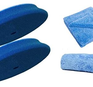 RUPES D-A Coarse High Performance Coarse Cutting Foam Pad 2-Pack w/ 2 Free Ultrasonic Cut Edgeless Towels (7" Face, 6" Backing)