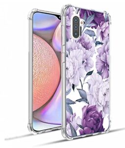follmeair for galaxy a13 5g case, slim flexible tpu for girls women airbag bumper shock absorption rubber soft silicone case cover fit for samsung galaxy a13 5g (purple flower)