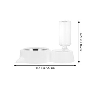 NUOBESTY Automatic Cat Dog Feeder Water Bowl Raised Whisker Fatigue Pet Plate Water Fountain Dispenser Dish Holder for Puppy Kitten Animals White