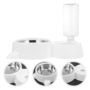 NUOBESTY Automatic Cat Dog Feeder Water Bowl Raised Whisker Fatigue Pet Plate Water Fountain Dispenser Dish Holder for Puppy Kitten Animals White