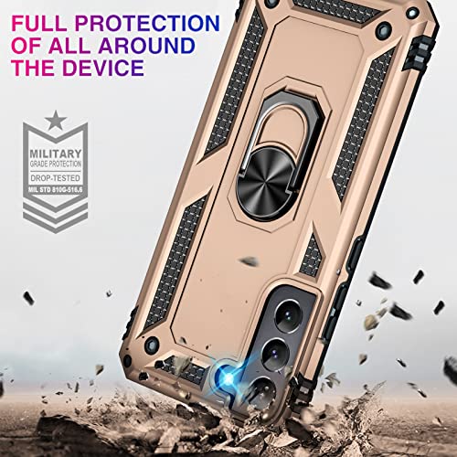 niter Case for Samsung Galaxy S21 Plus 5G Heavy Duty with Built in Screen Protector Hard Armor Military Anti-Fall Bumper Cover Cases Magnetic Ring Kickstand (Sliver)