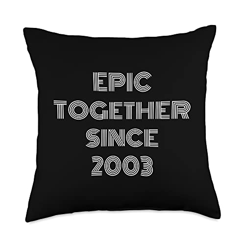 Romantic Anniversary Apparel and Gifts for Couples Romantic Matching Husband & Wife-Epic Together Since 2003 Throw Pillow, 18x18, Multicolor