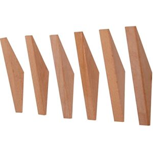 fdhuijia wood wall hooks, 6pack coat hooks wall mounted | rustic wooden hooks heavy duty robe hook hat rack (beech)