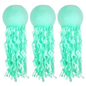 jellyfish paper lantern hanging decoration, uniideco jelly fish mermaid decor for party, under the sea mermaid birthday party supplies, ocean theme classroom decorations (green)