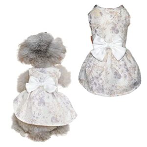 philo peri shining floral dog dress with lace elegent dog outfit for party wedding birthday puppy apparel bowknot cat dress (xs)